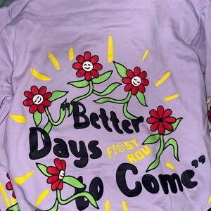 First row textured Floral Graphic Sweatshirt - Purple